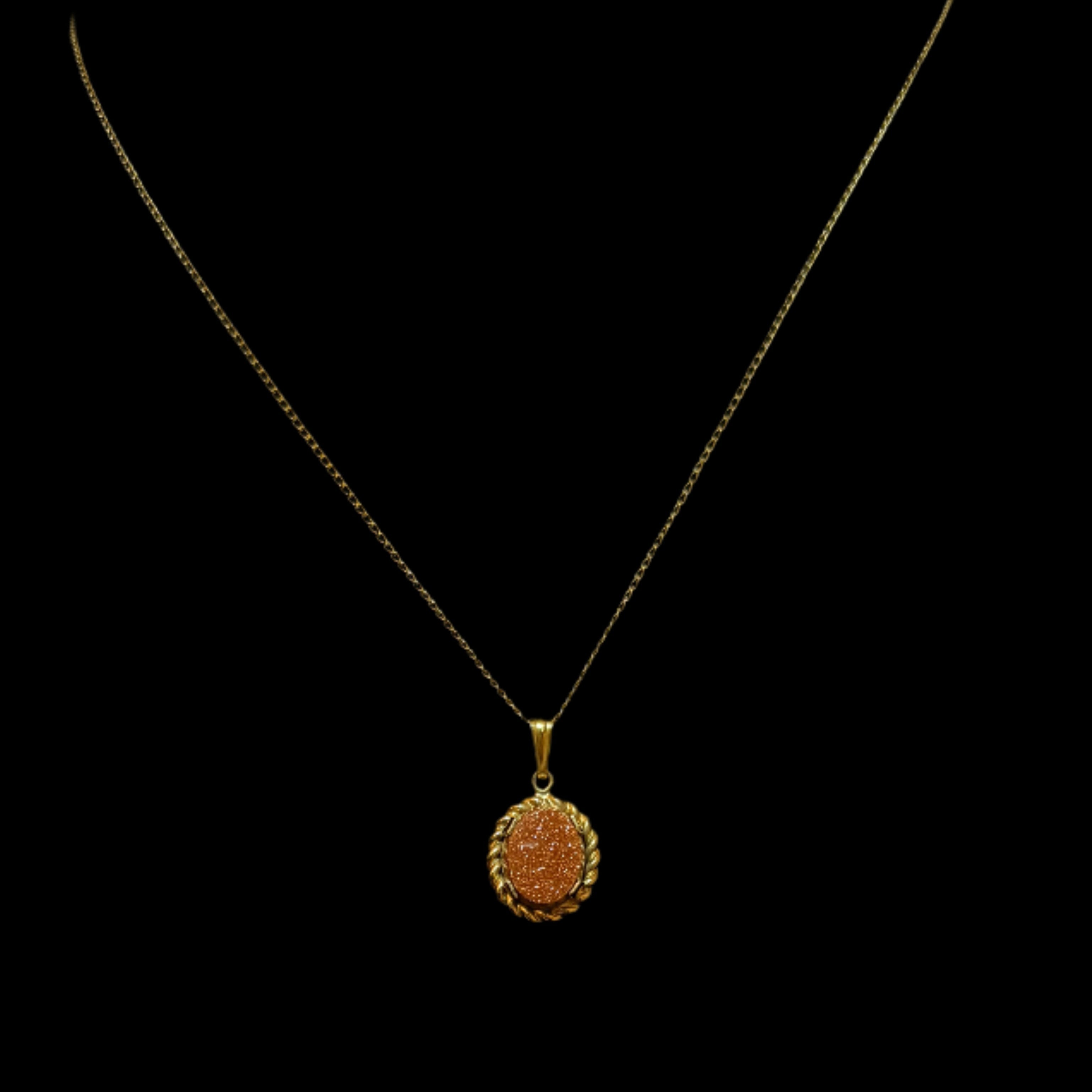 12KT Gold Filled Goldstone Pendant & Necklace