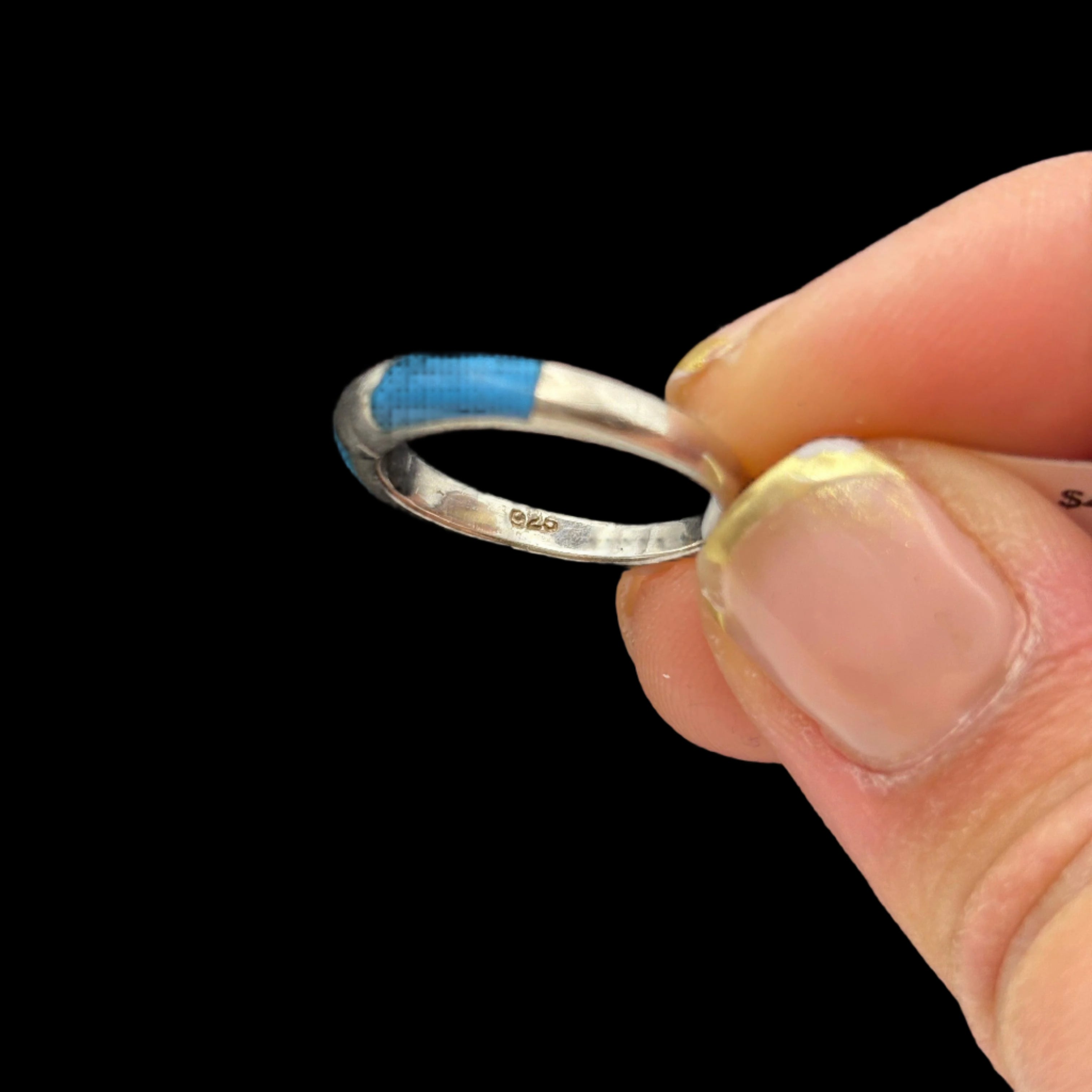 Bague empilable en turquoise et argent sterling
