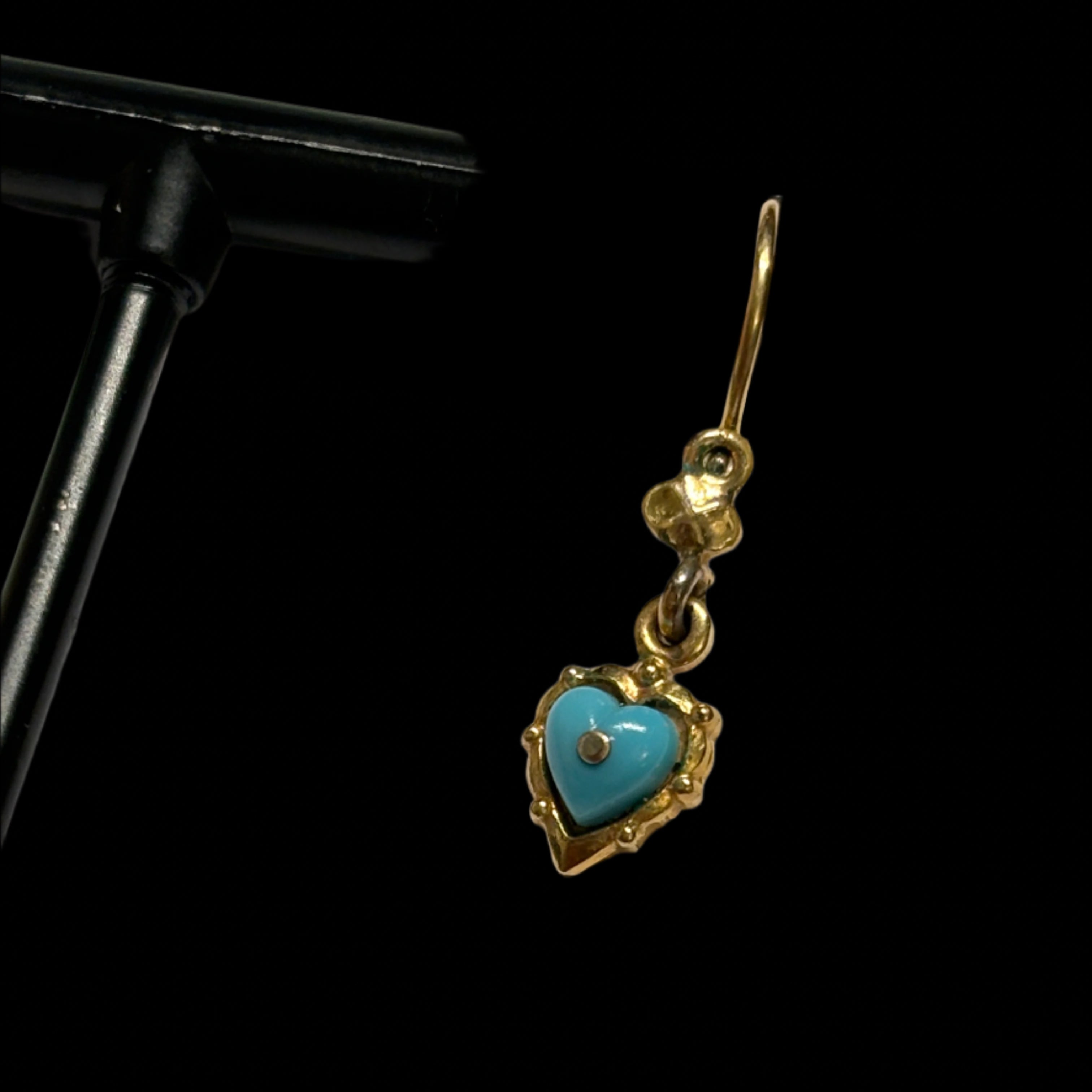 Rolled Gold Turquoise Heart Earrings