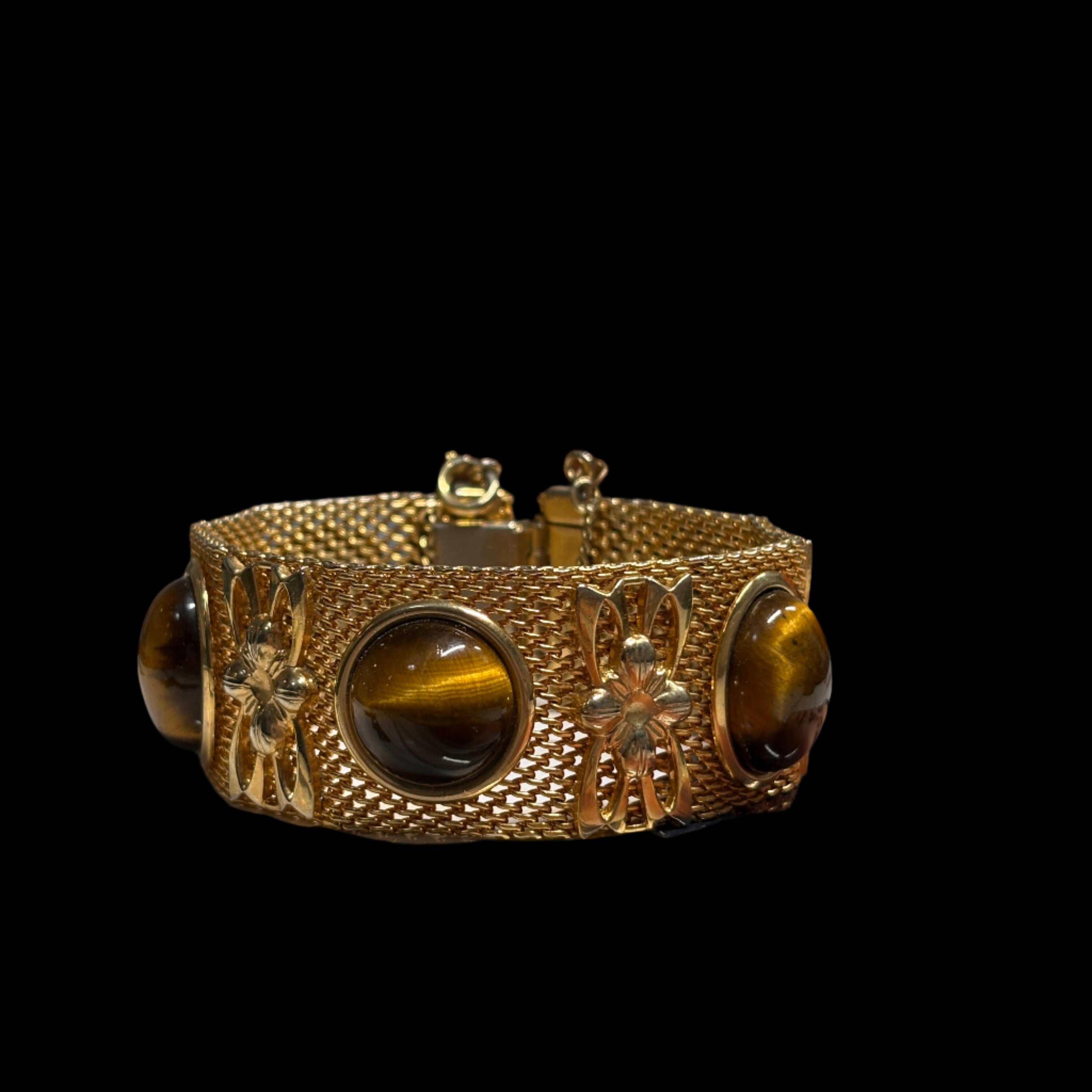 Antique Gold Plated Tigers Eye Bangle