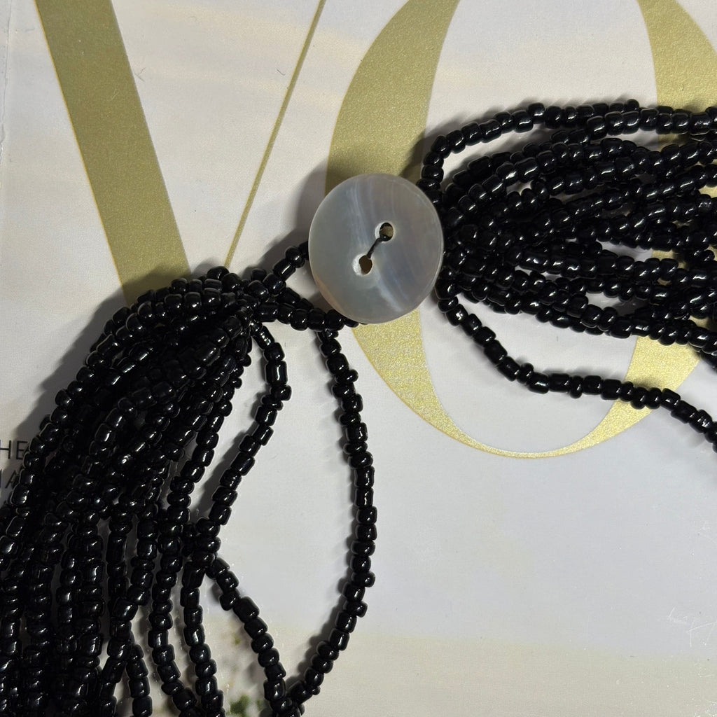 Abalone Shell Pendant & Black Beads Choker