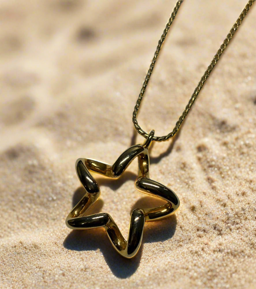 Goldtone Chunky Star Necklace
