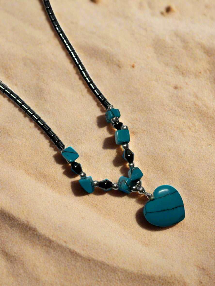 Marcasite & Turquoise Heart Necklace