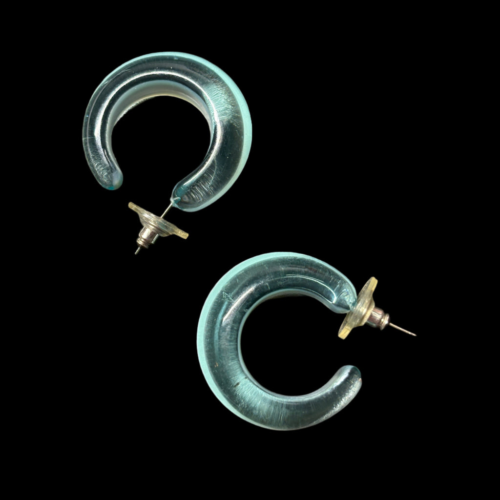 Light Blue Lucite Statement Hoops