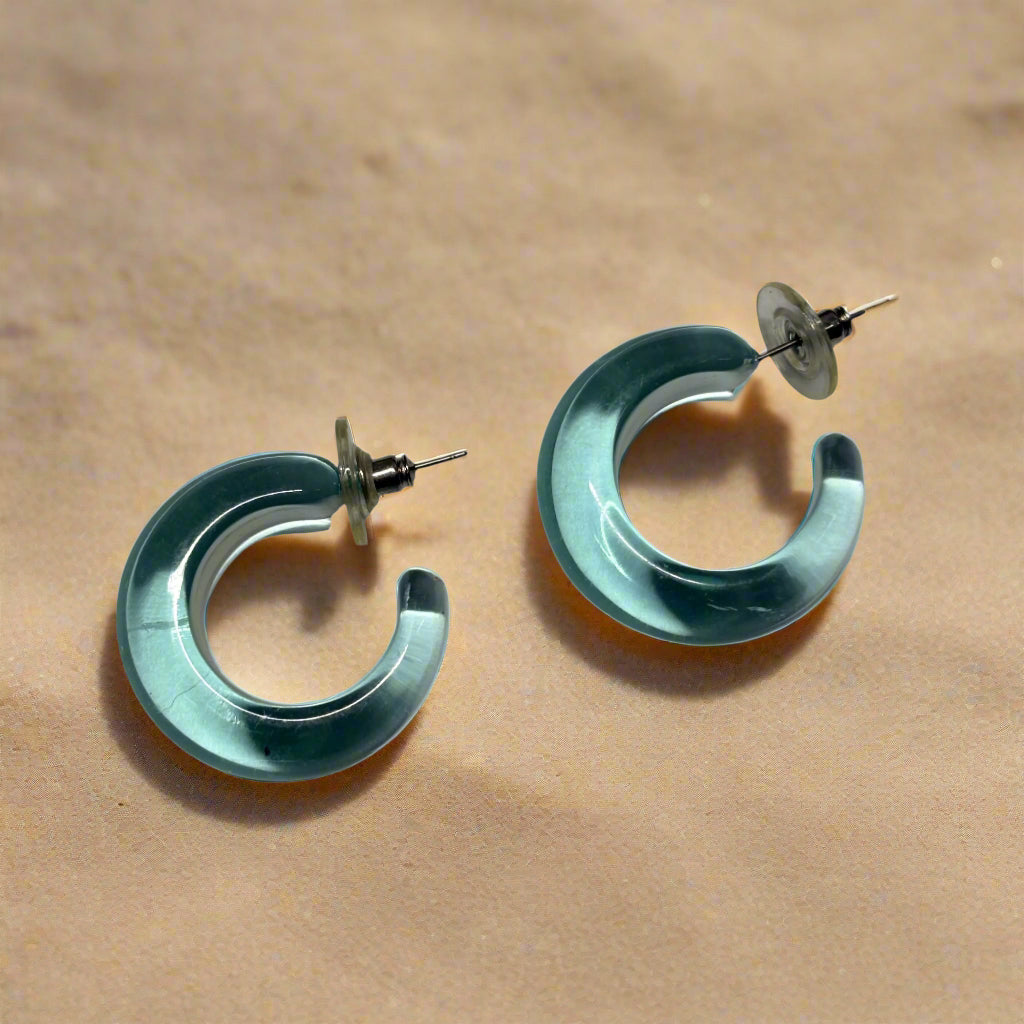 Light Blue Lucite Statement Hoops