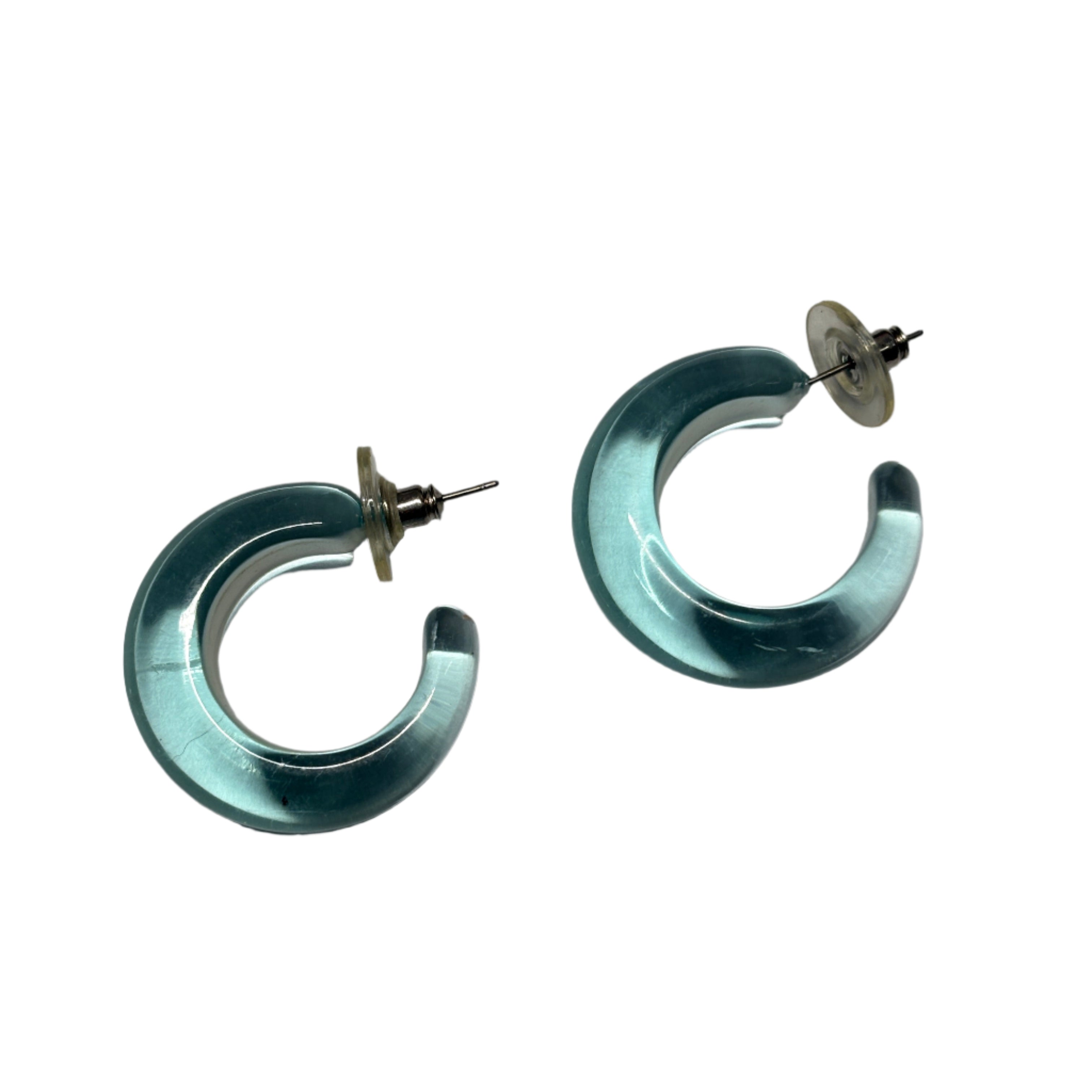 Light Blue Lucite Statement Hoops