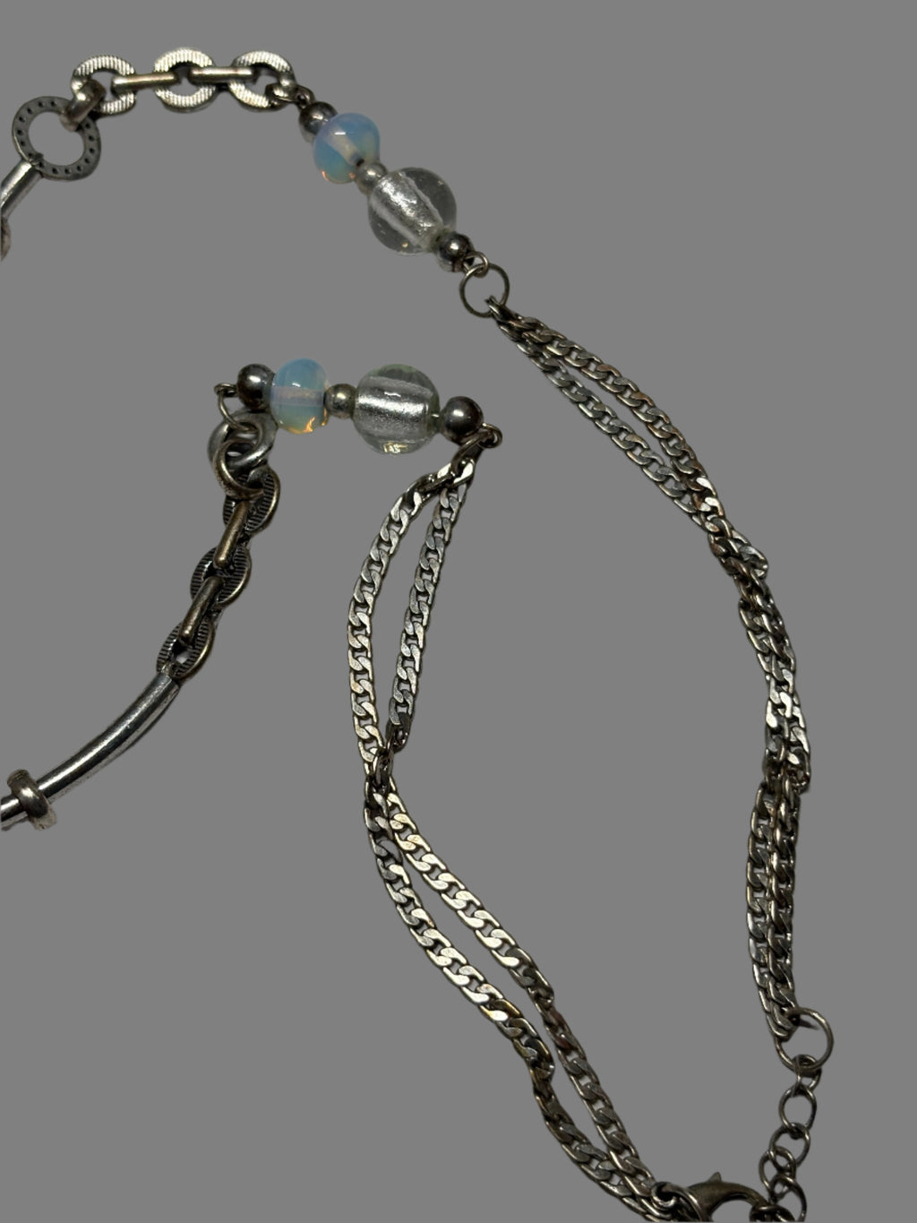 Silvertone Mixed Orange & Red Glass Statement Necklace