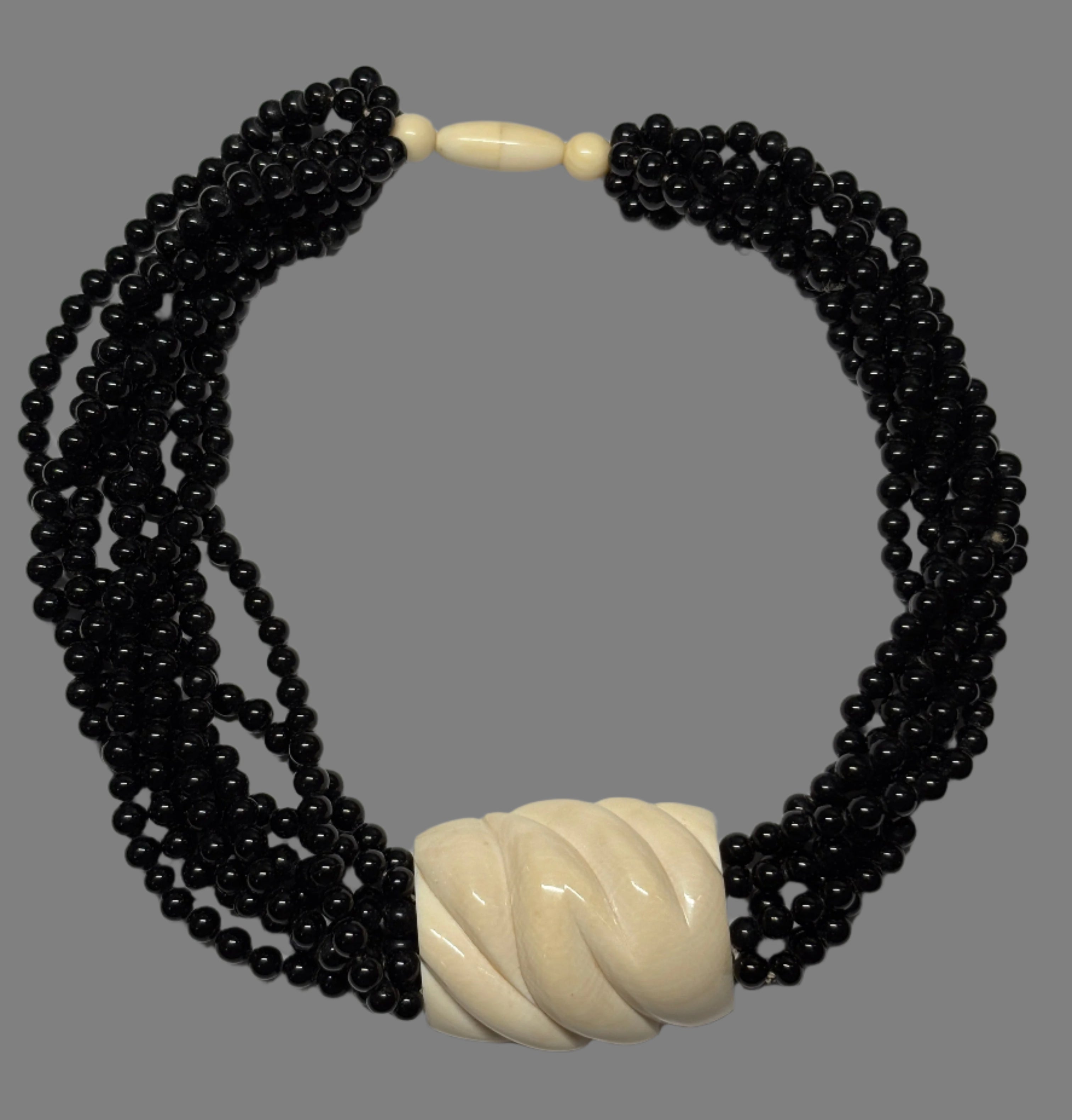 Scolecite & Black Agate Statement Choker