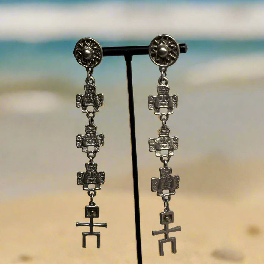 Ancient Silvertone Drop Earrings