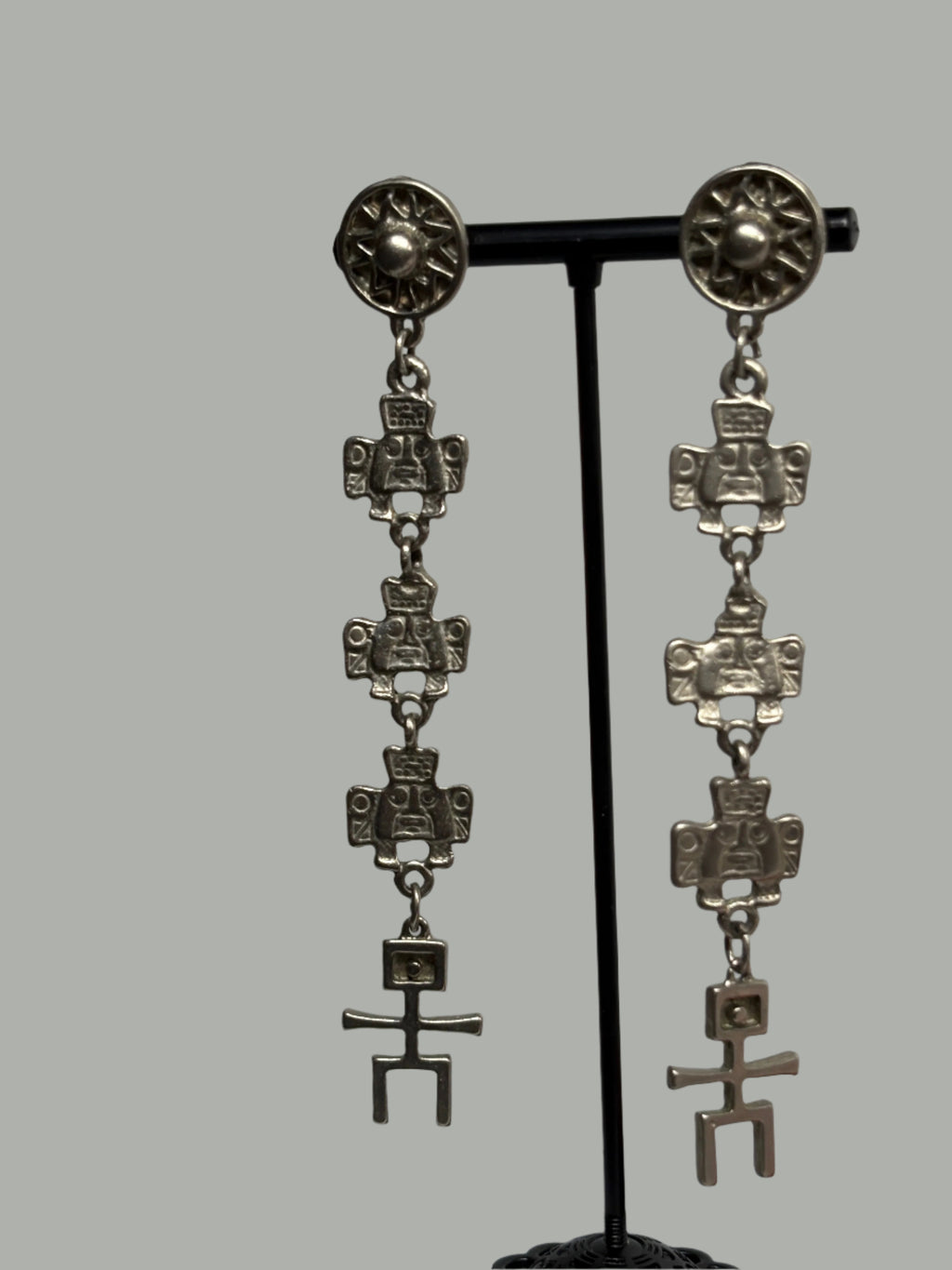Ancient Silvertone Drop Earrings