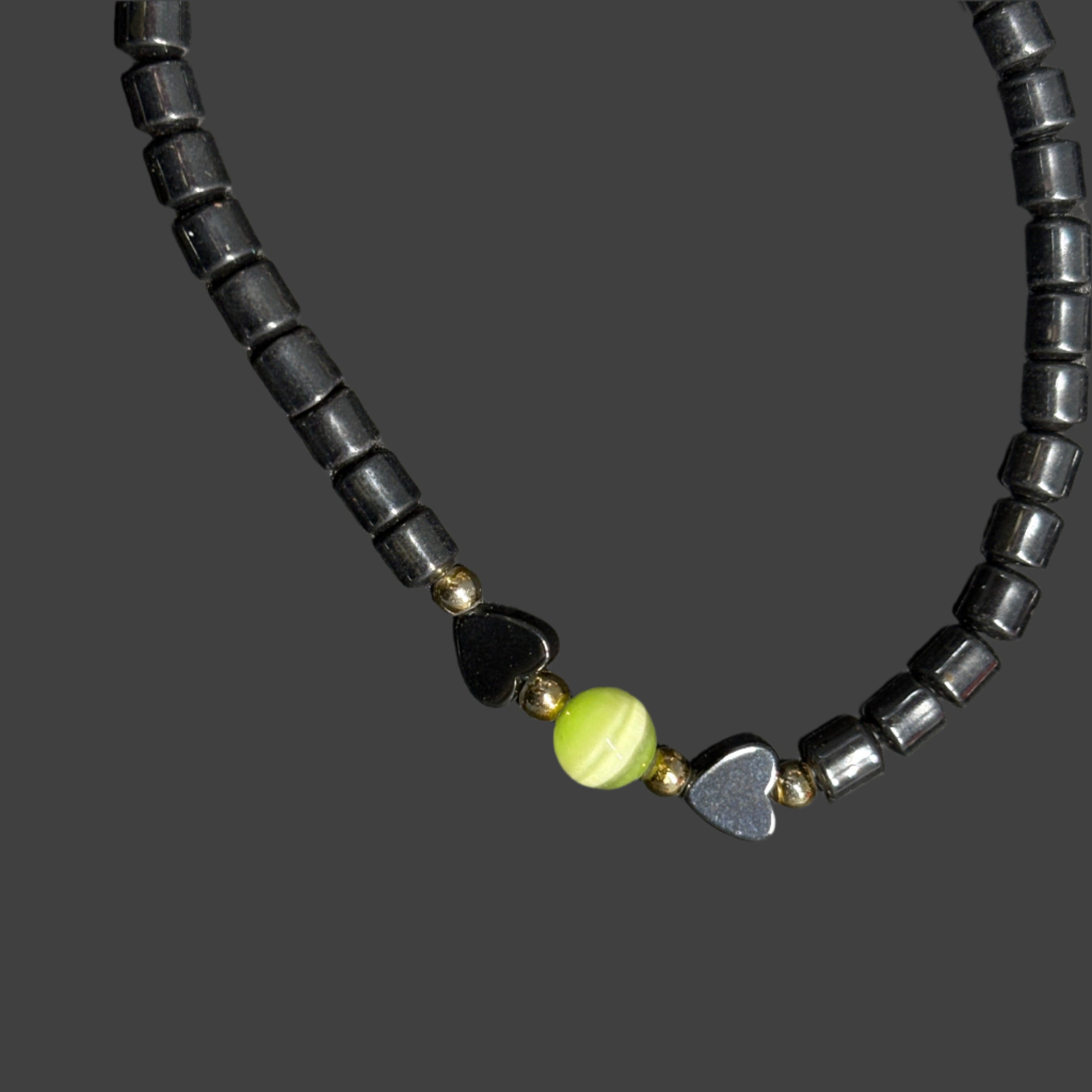 Marcasite & Green Cat's Eye Necklace Set