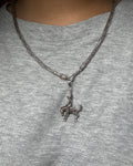 Halskette mit gelenkigem Bronco-Reiter aus Sterlingsilber