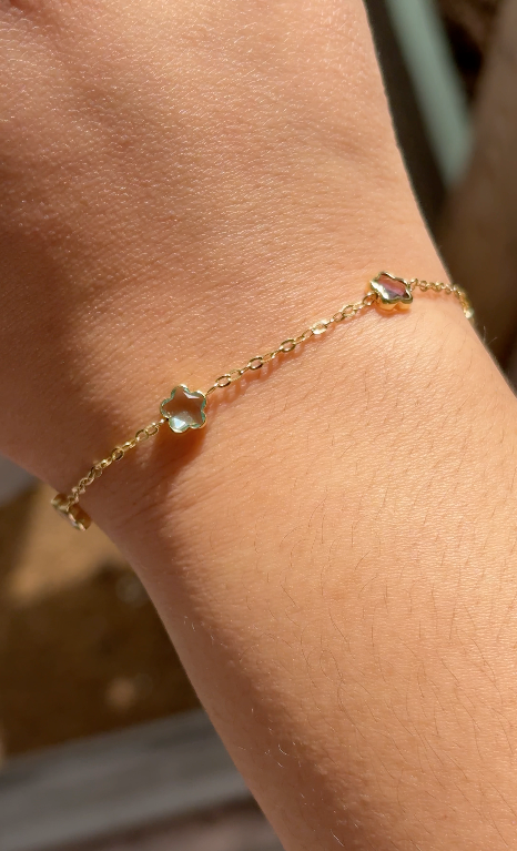 10KT Multi-Gemstone Station Bracelet
