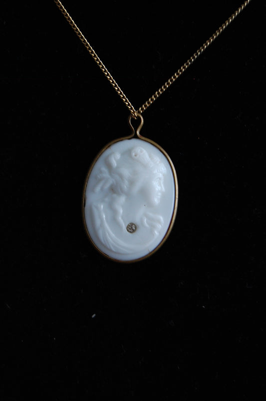 Gold-filled Stone Cameo with Gem