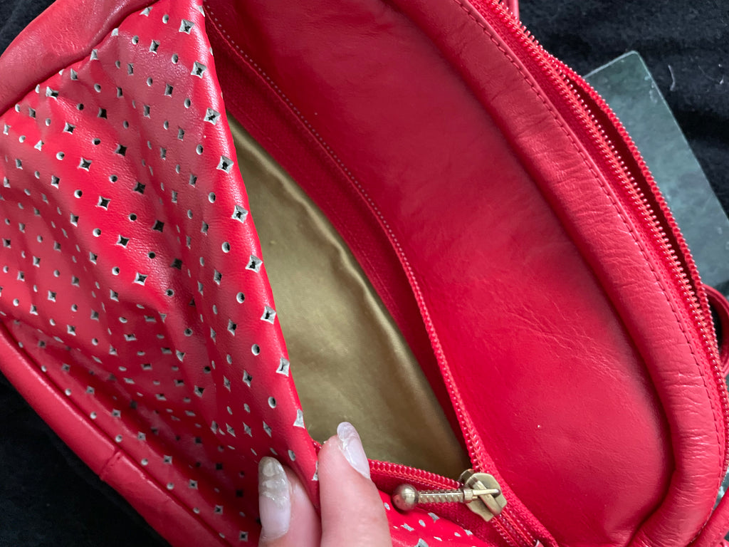 90s Red Perforated Purse
