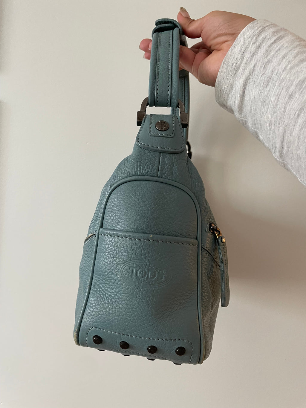 Tods Light Blue Medium Mickey Hobo Bag