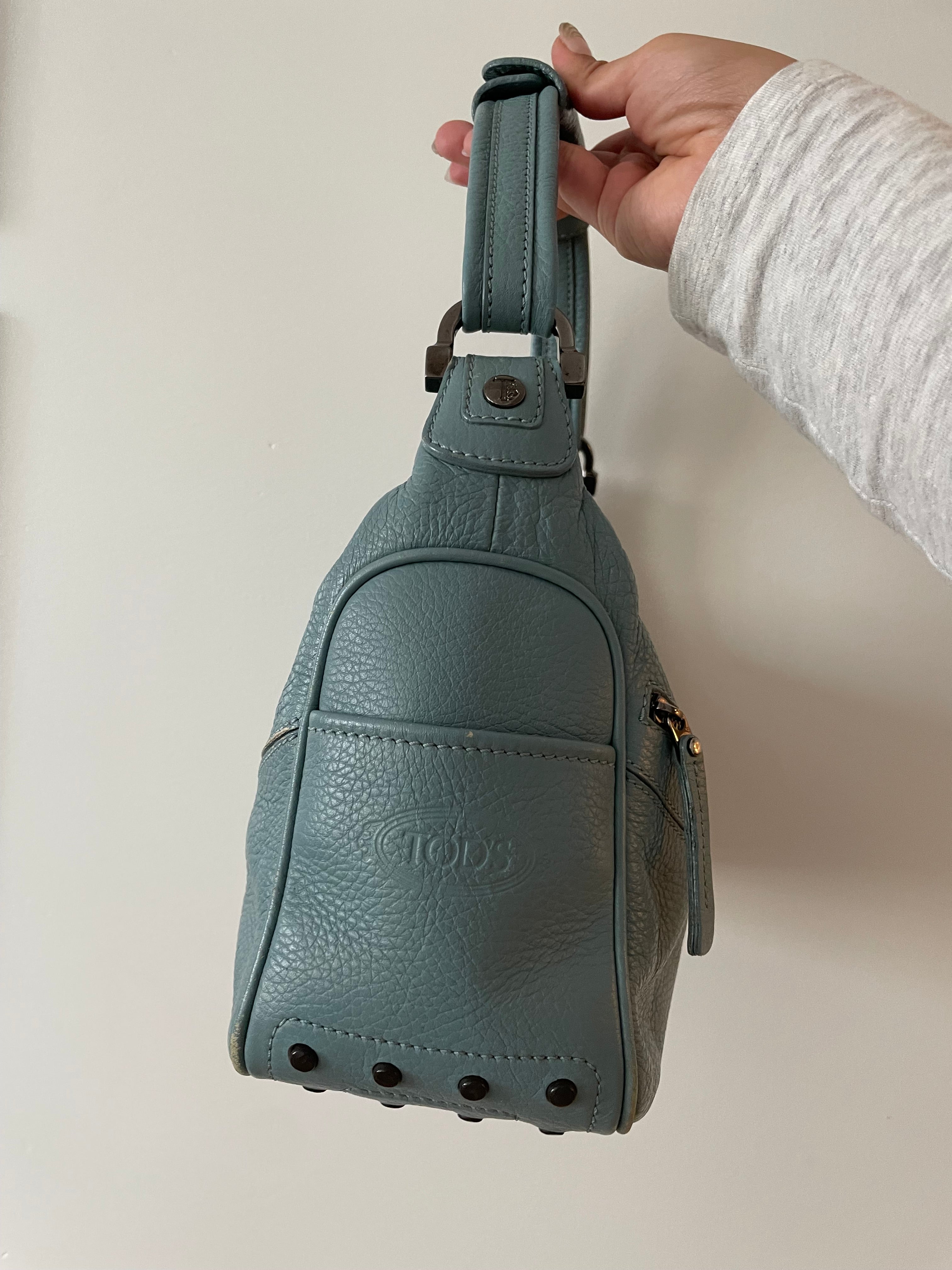 Tods Light Blue Medium Mickey Hobo Bag