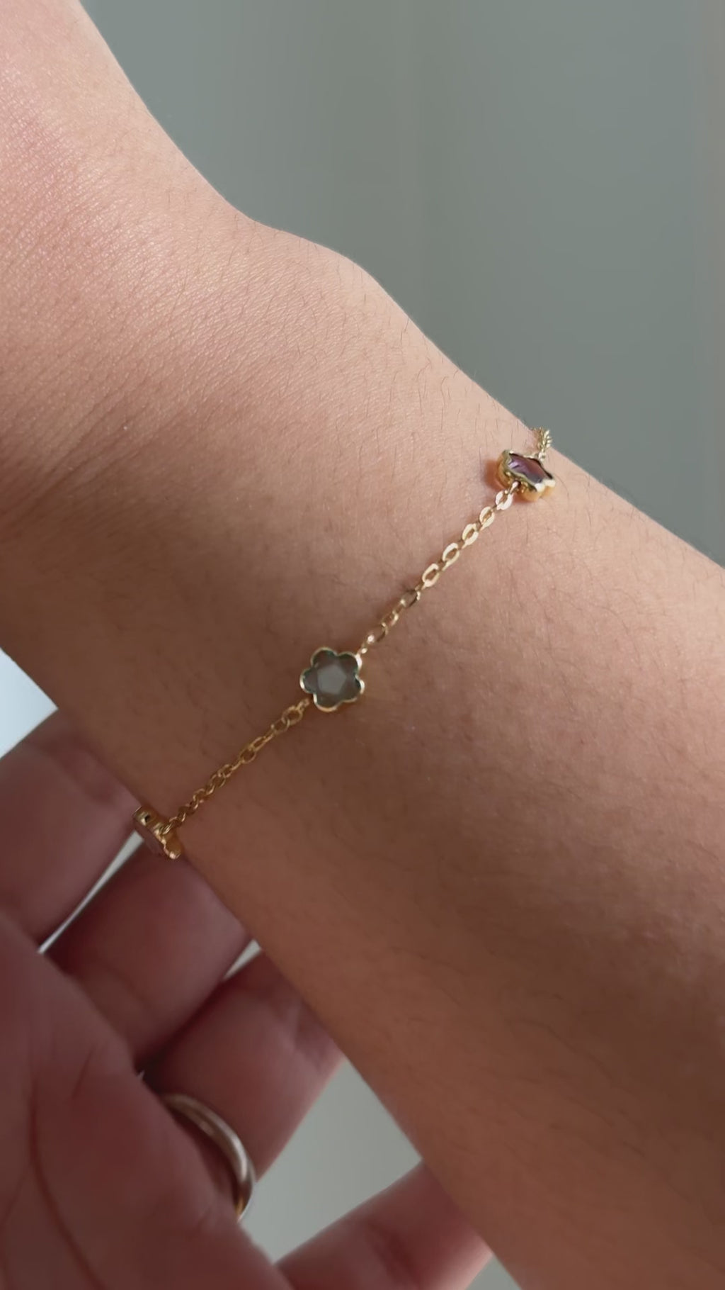 10KT Multi-Gemstone Station Bracelet