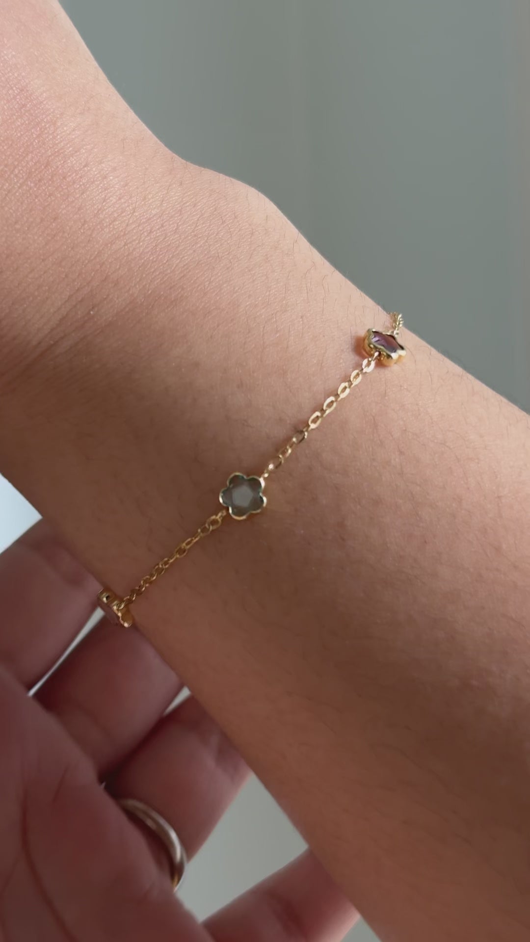 10KT Multi-Gemstone Station Bracelet