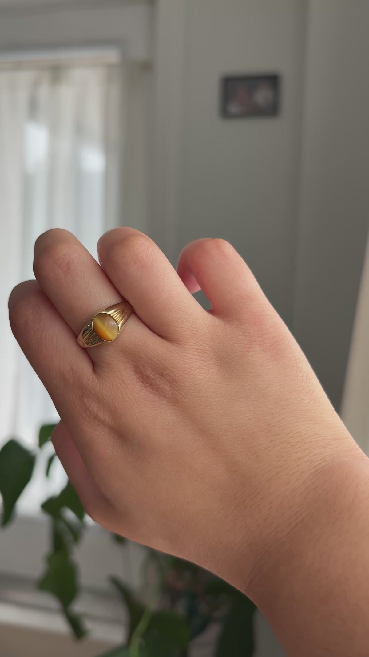 10KT Natural Tiger's Eye Ring Signet Ring
