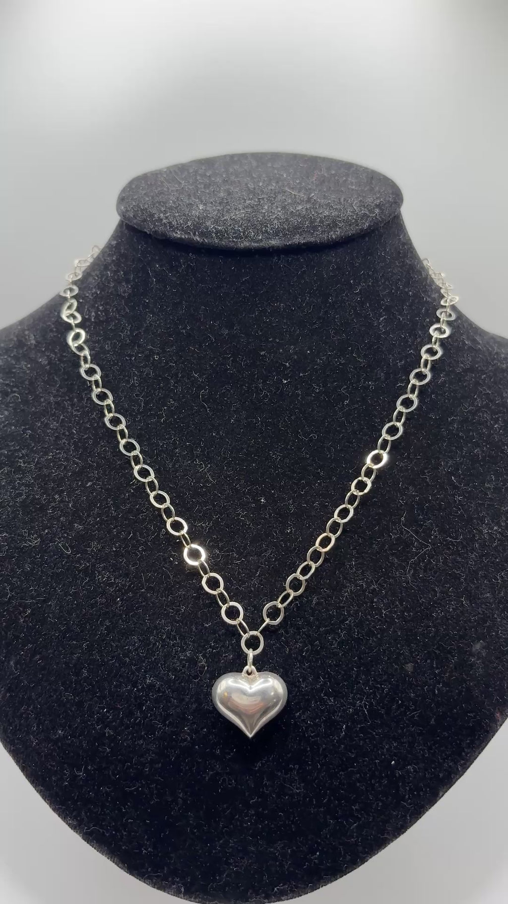 Sterling Disc Chain and Puffy Heart Necklace
