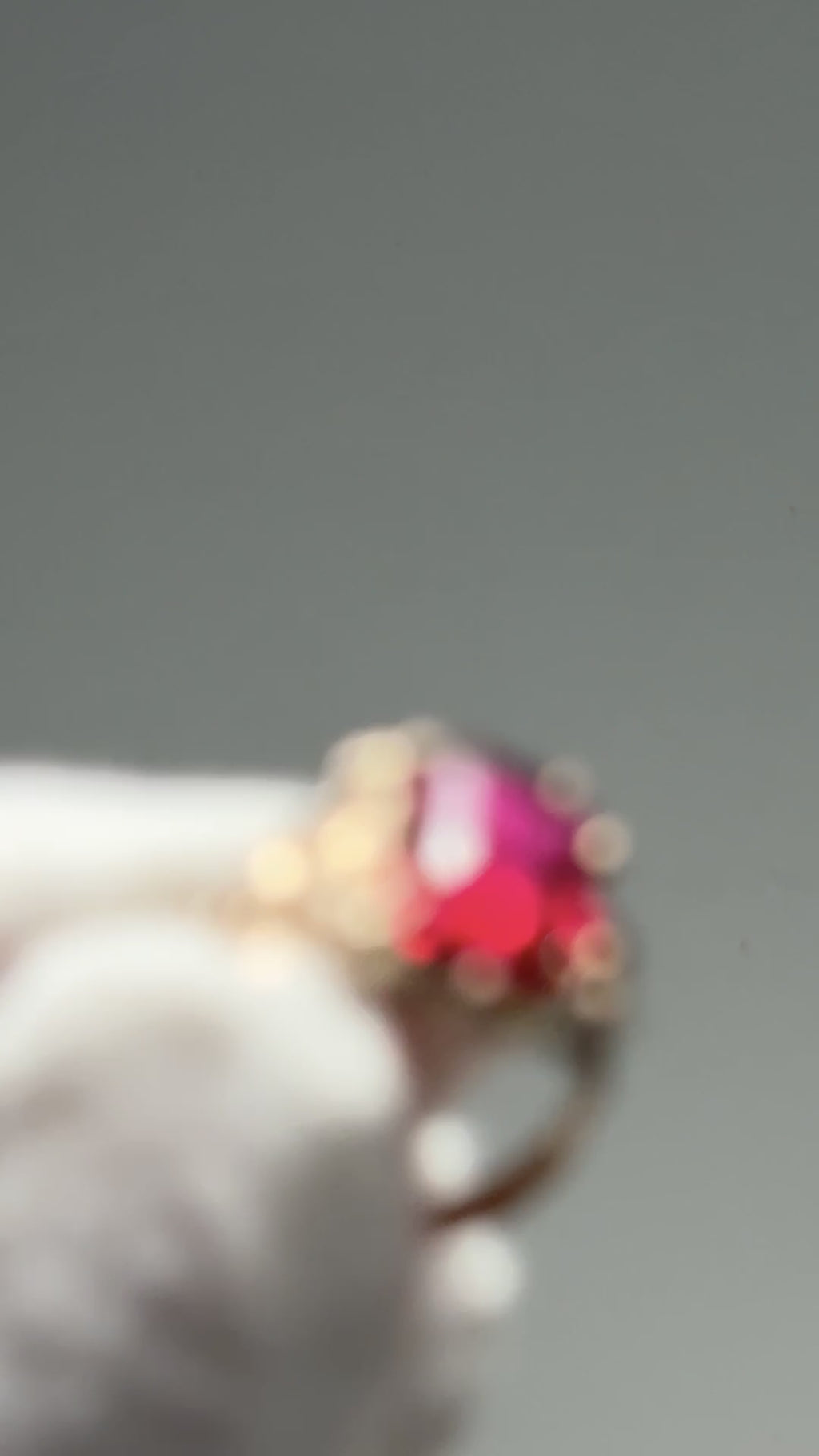 Estate 10KT Art Nouveau Synthetic Ruby Ring