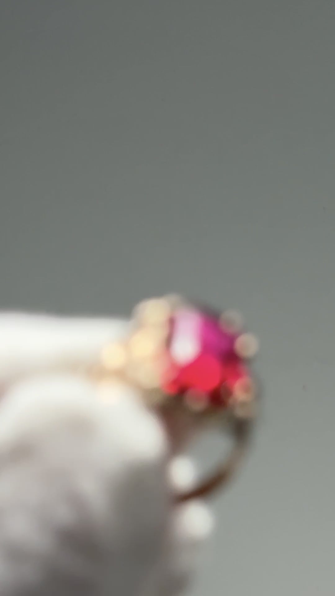 Estate 10KT Art Nouveau Synthetic Ruby Ring