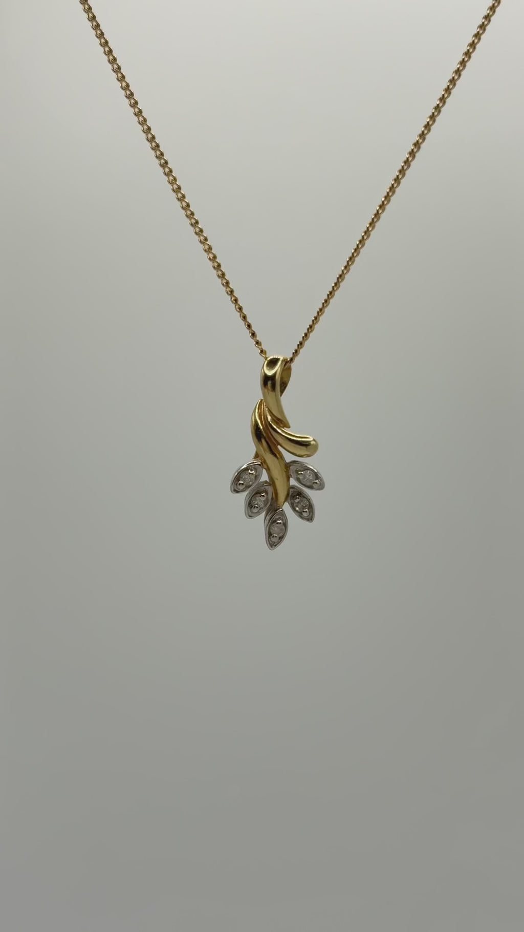 10kt Yellow Gold Diamond Leaf Pendant