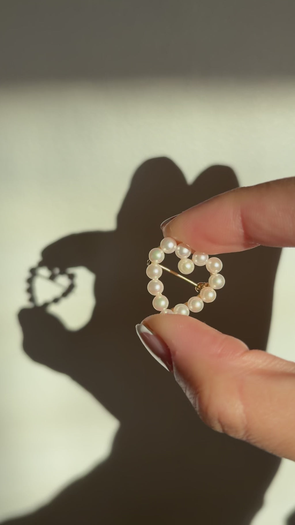 14KT Genuine Pearl Heart Brooch