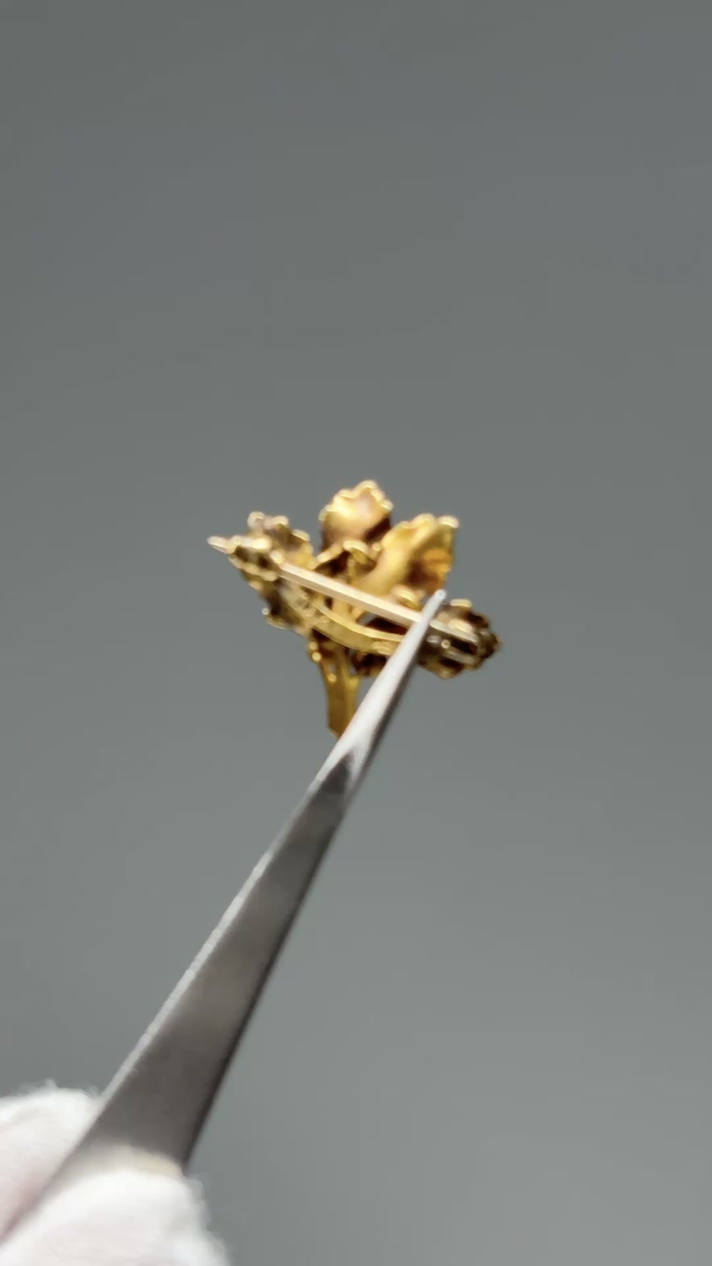 14KT Maple Leaf Pin with Freshwater Seed Pearls