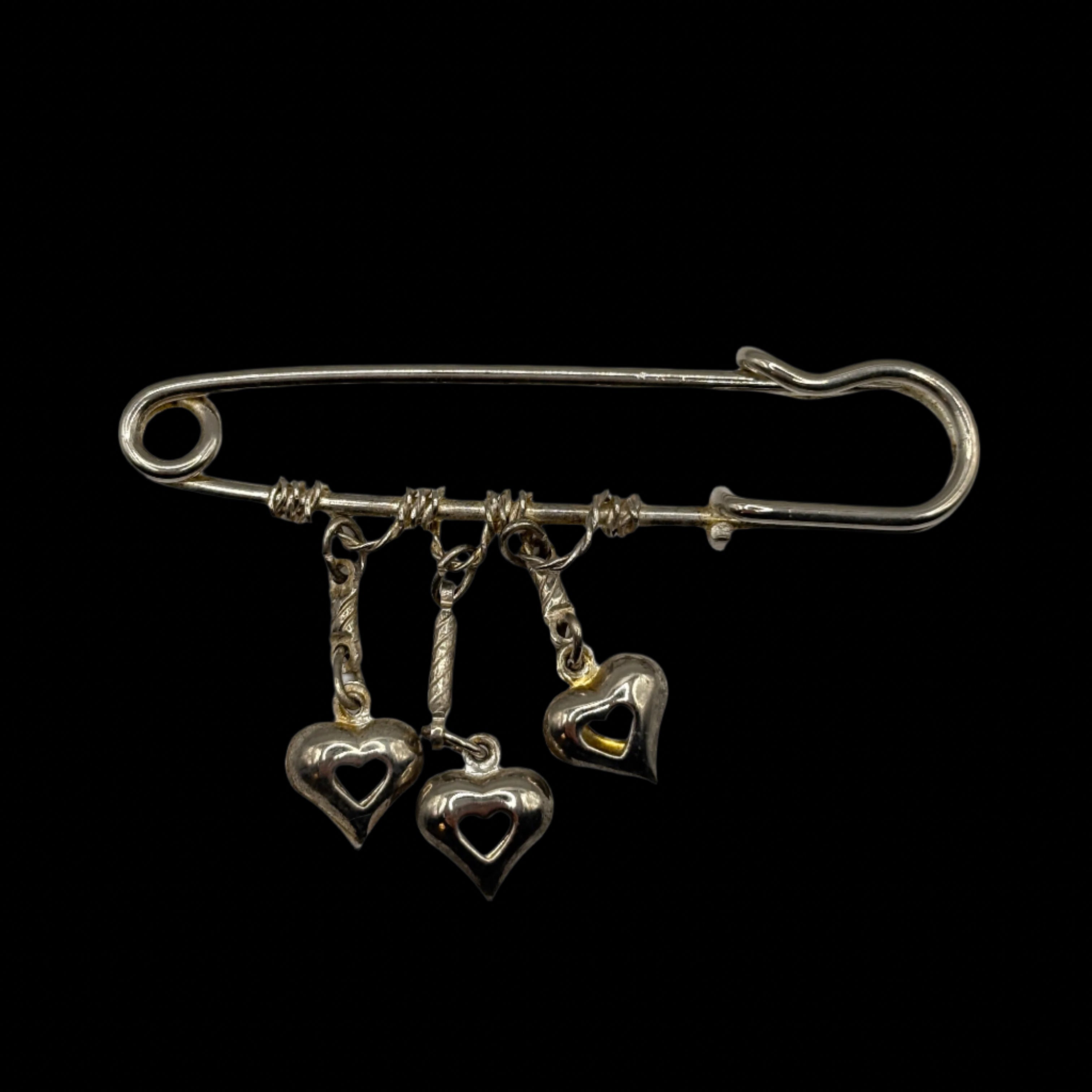 Safety Pin with Hearts